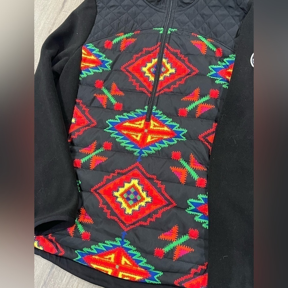 NWT Ralph Lauren Large Women’s Aztec Print Western Half Zip Fleece Nylon Swester - Picture 4 of 6